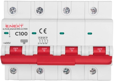 Modular circuit breaker e.mcb.stand.100.4.C100, 4P, 100 A, C, 10kA, E.NEXT