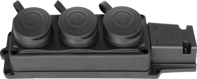 Triple rubberized socket with protective cover E.SOCKET.RUBBER.029.3.16.Z.Z.K, 16 A, E.NEXT