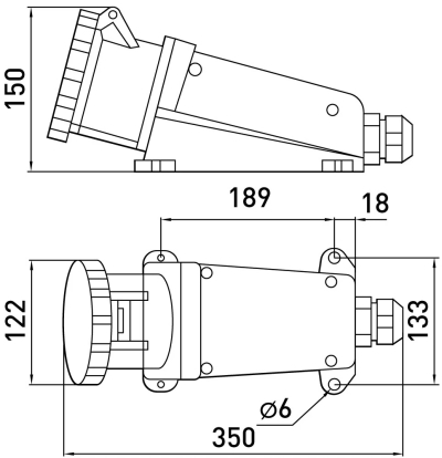 Стационарен силов контакт E.SOCKET.145.125.67, 5P, 400V, IP67, 125A E.NEXT
