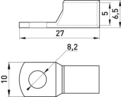 Papuc de cablu din cupru cositorit E.END.STAND.C.10 (gaură 8,2 mm) E.NEXT