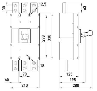 Întrerupător de circuit e.industrial.ukm.1600s.1600.3p, 1600A E.NEXT