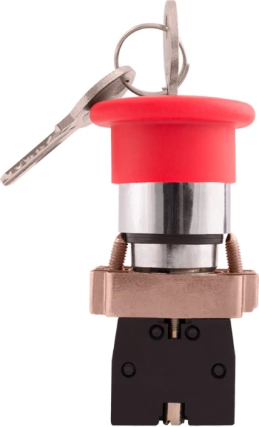Mushroom tip push button with rotary switch e.mb.bs142 red, 1NC E.NEXT
