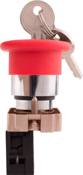 Mushroom tip push button with rotary switch e.mb.bs142 red, 1NC E.NEXT
