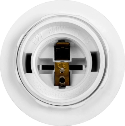 Пластмасов фасунг e.lamp E27.pl.бяла, E27 с гайка, бяла E.NEXT