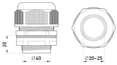 Conector impermeabil E.MG.Stand.40, IP68, negru E.NEXT