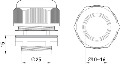 Waterproof fitting e.mg.stand.25, IP68, black, E.NEXT