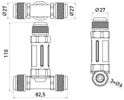 Конектор за кабел водоустойчив Т-образен e.wcc.cnp25t, IP68 E.NEXT