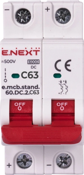 Modular circuit breaker e.mcb.stand.60.DC.2.C63, 2p, 63 A, C, 6kA, DC, E.NEXT