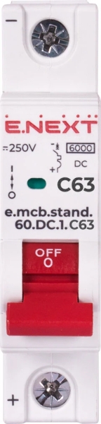 Modular circuit breaker e.mcb.stand.60.DC.1.C63, 1p, 63A, C, 6kA, DC E.NEXT