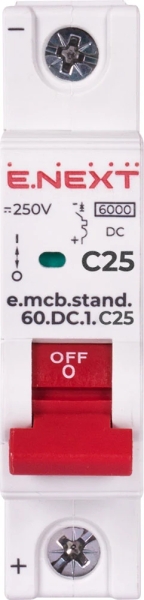 Modular circuit breaker e.mcb.stand.60.DC.1.C25, 1p, 25A, C, 6kA, DC E.NEXT