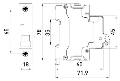 Modular circuit breaker e.mcb.stand.60.DC.1.C25, 1p, 25A, C, 6kA, DC E.NEXT