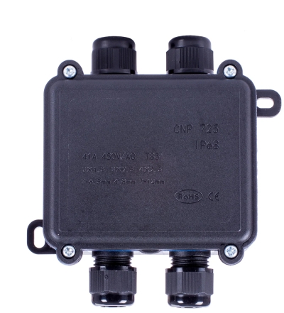 Waterproof distribution box e.wdb.cnp725.4t.b, 108×111×42 mm, IP68, with terminal block, E.NEXT