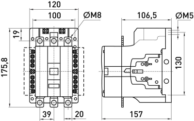 Schütz e.industrial.ukc.150.220, 150A, 220V, 1 Schließer+1 Öffner E.NEXT