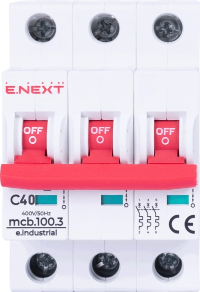 MODULARER LEISTUNGSSCHALTER E.INDUSTRIAL.MCB.100.3.C40, 3 P, 40A, C, 10KA E.NEXT
