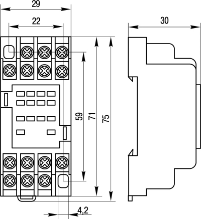 CONECTOR MODULAR E.CONTROL.P34S PENTRU RELEU INTERMEDIAR 3A, 4 GRUPURI DE CONTACTE E.NEXT