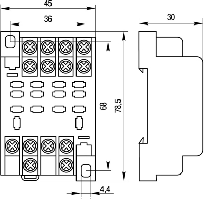 CONECTOR MODULAR E.CONTROL.P104S PENTRU RELEU INTERMEDIAR 10A, 4 GRUPURI DE CONTACTE E.NEXT