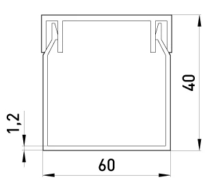CABLE channel E.TRUNKING.STAND.60.40, 60×40MM, 2M, E.NEXT