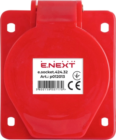 PRIZĂ INDUSTRIALĂ PENTRU PANOU E.SOCKET.PRO.4.32.DE PERETE, 4P., 380V, 32A (424) E.NEXT