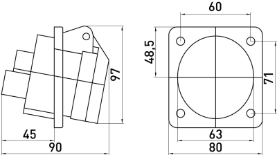 КОНТАКТ ИНДУСТРИАЛЕН ЗА ТАБЛО E.SOCKET.PRO.3.32.WALL, 3P., 220V, 32А (423) E.NEXT