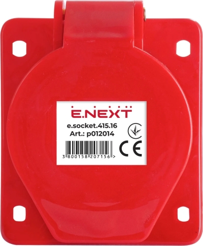 КОНТАКТ ИНДУСТРИАЛЕН ЗА ТАБЛО E.SOCKET.PRO.5.16.WALL, 5P., 380V, 16А (415) E.NEXT