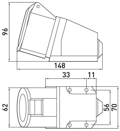 WALL industrial socket E.SOCKET.PRO.4.32, 4P., 380 V, 32 A (124), E.NEXT