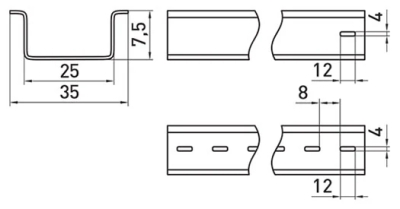 DIN RAILS E.DIN.STAND.RAIL.101, 1M, E.NEXT