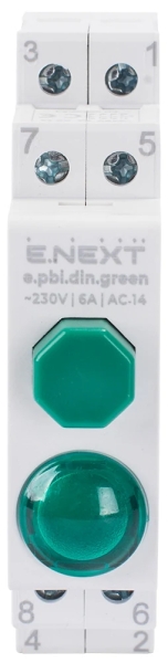 БУТОН С ИНДИКАТОР ЗА DIN-ШИНА E.PBI.DIN.GREEN, ЗЕЛЕН E.NEXT
