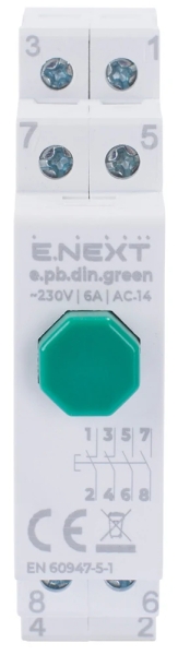 BUTON DIN-RAIL E.PB.DIN.VERDE, VERDE E.NEXT