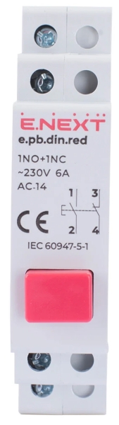 BUTON DIN-RAIL E.PB.DIN.ROȘU, NEGRU E.NEXT
