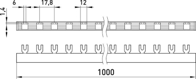Connecting BAR type-u E.BC.U.STAND.1.63, 1P, 63 A, E.NEXT