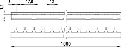 Connecting BAR type-u E.BC.U.STAND.3.63, 3P, 63 A, E.NEXT