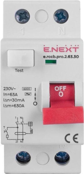 REMEDIAL CURRENT PROTECTION DTZ E.RCCB.PRO.2.63.30, 2P, 63A, 30MA E.NEXT