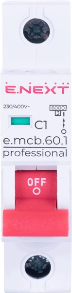 МОДУЛЕН АВТОМАТИЧЕН ПРЕКЪСВАЧ E.MCB.PRO.60.1.C 1 NEW, 1Р, 1А, C, 6KА NEW E.NEXT