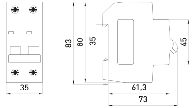 MODULAR CIRCUIT BREAKER E.MCB.PRO.60.2.B 32 NEW, 2P, 32A, IN, 6KA, NEW E.NEXT