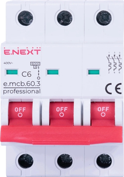 ÎNTRERUPTOR AUTOMAT MODULAR E.MCB.PRO.60.3.C 6 NOU, 3P, 6A, C, 6KA NOU E.NEXT