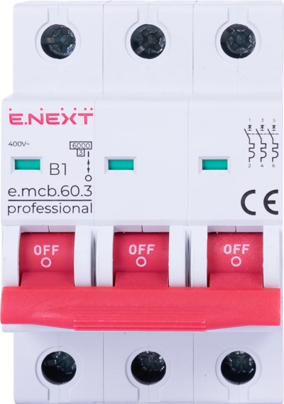 MODULAR-LEISTUNGSSCHALTER E.MCB.PRO.60.3.B 1 NEU, 3P, 1A, IN, 6KA, NEU E.NEXT