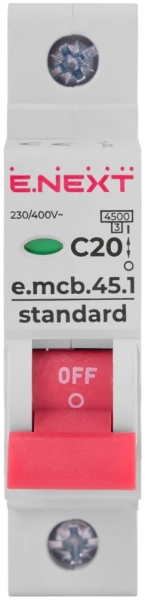 MODULARER LEISTUNGSSCHALTER E.MCB.STAND.45.1.C20, 1P, 20A, C, 4,5 KA E.NEXT