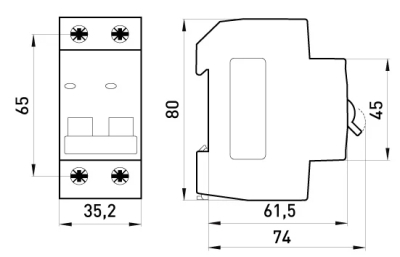 MODULAR CIRCUIT BREAKER E.MCB.STAND.45.2.C25, 2P, 25A, C, 4.5 KA E.NEXT