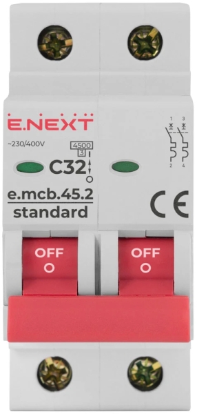 MODULARER LEISTUNGSSCHALTER E.MCB.STAND.45.2.C32, 2P, 32A, C, 4,5 KA E.NEXT