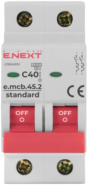 MODULARER LEISTUNGSSCHALTER E.MCB.STAND.45.2.C40, 2P, 40A, C, 4,5 KA E.NEXT