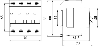 MODULAR CIRCUIT BREAKER E.MCB.STAND.45.4.C50, 4P, 50A, C, 4.5 KA E.NEXT