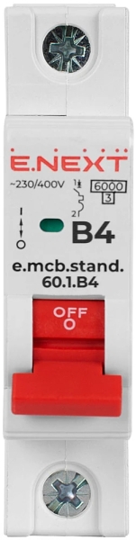 MODULAR CIRCUIT BREAKER E.MCB.STAND.60.1.B4, 1P, 4A, B, 6 KA E.NEXT