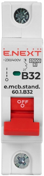 МОДУЛЕН АВТОМАТИЧЕН ПРЕКЪСВАЧ E.MCB.STAND.60.1.B40, 1Р, 40А, B, 6 KА E.NEXT