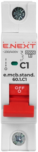 ÎNTRERUPTOR AUTOMAT MODULAR E.MCB.STAND.60.1.C1, 1P, 1A, C, 6 KA E.NEXT