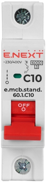 MODULAR CIRCUIT BREAKER E.MCB.STAND.60.1.C10, 1P, 10A, C, 6 KA E.NEXT
