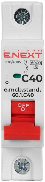 ÎNTRERUPTOR AUTOMAT MODULAR E.MCB.STAND.60.1.C40, 1P, 40A, C, 6 KA E.NEXT