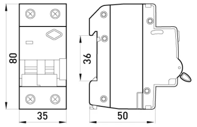 EARTHQUAKE CIRCUIT BREAKER WITH OVERCURRENT PROTECTION E.ELCB.STAND.2.C16.30, 2P, 16A, C, 30MA WITH SPLIT HANDLE E.NEXT