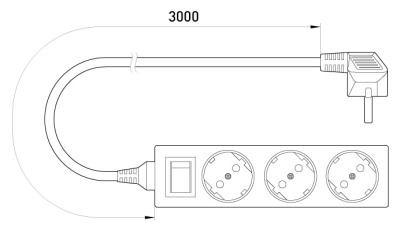 SWITCH E.ES.3.3.Z.S.B 3 SOCKETS, 3 M, WITH PROTECTION, WITH KEY, BABY PROTECT E.NEXT