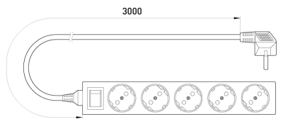 SWITCH E.ES.5.3.Z.S.B 5 SOCKETS, 3 M, WITH PROTECTION, WITH KEY, BABY PROTECT E.NEXT