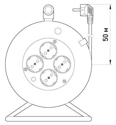 PRELUNGITOARE E.ES.ROLL.4.50.Z.B. PE BOLĂ CU MÂNER, 4 CONTACTE, CU Z/K, PROTECȚIE LA SUPRASARCINĂ, 50 M, PROTECȚIE BEBELUȘI, CABLU 3X1.5MP E.NEXT
